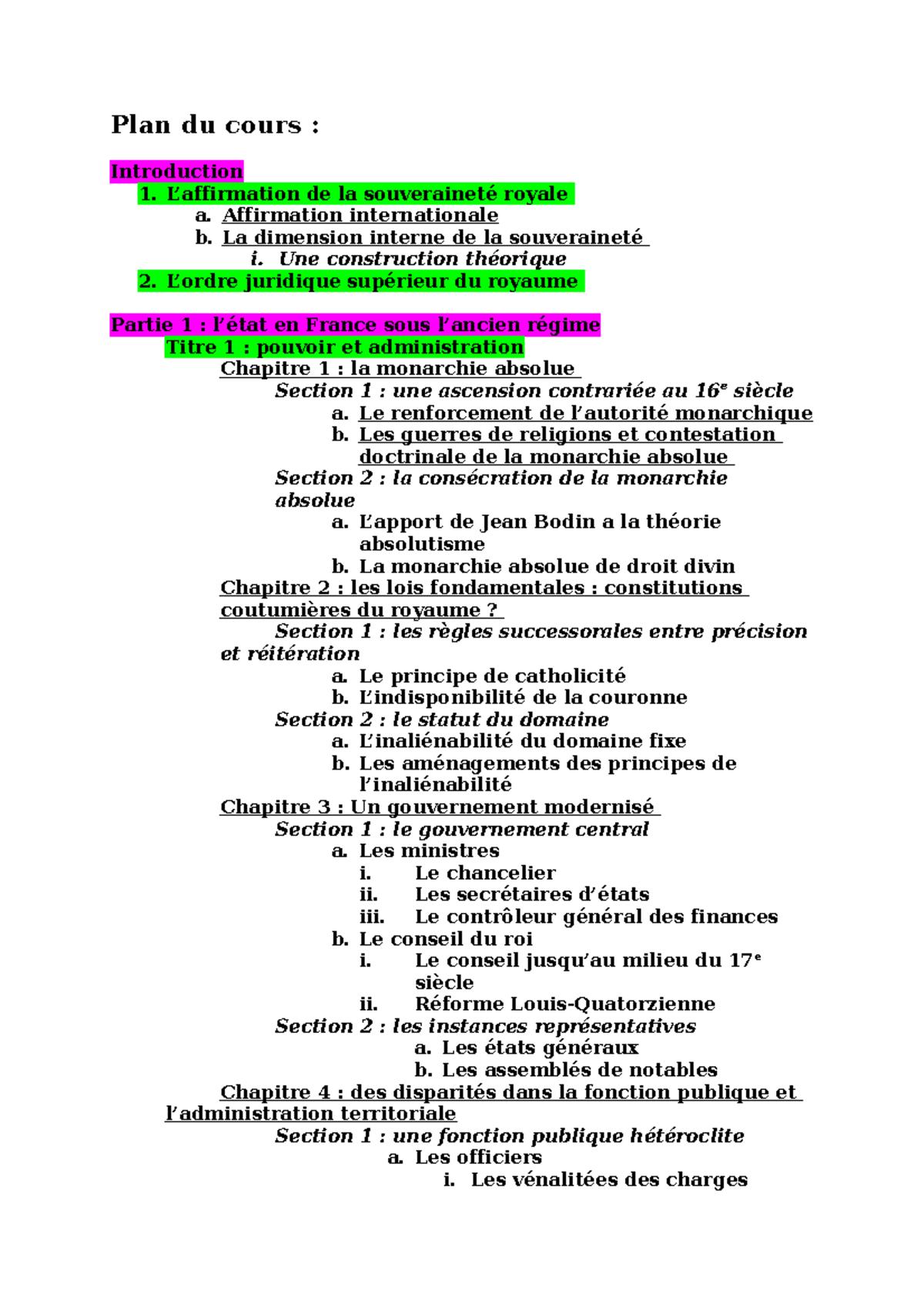 Plan Du Cours Eric Gasparini - Plan Du Cours : Introduction 1. L ...