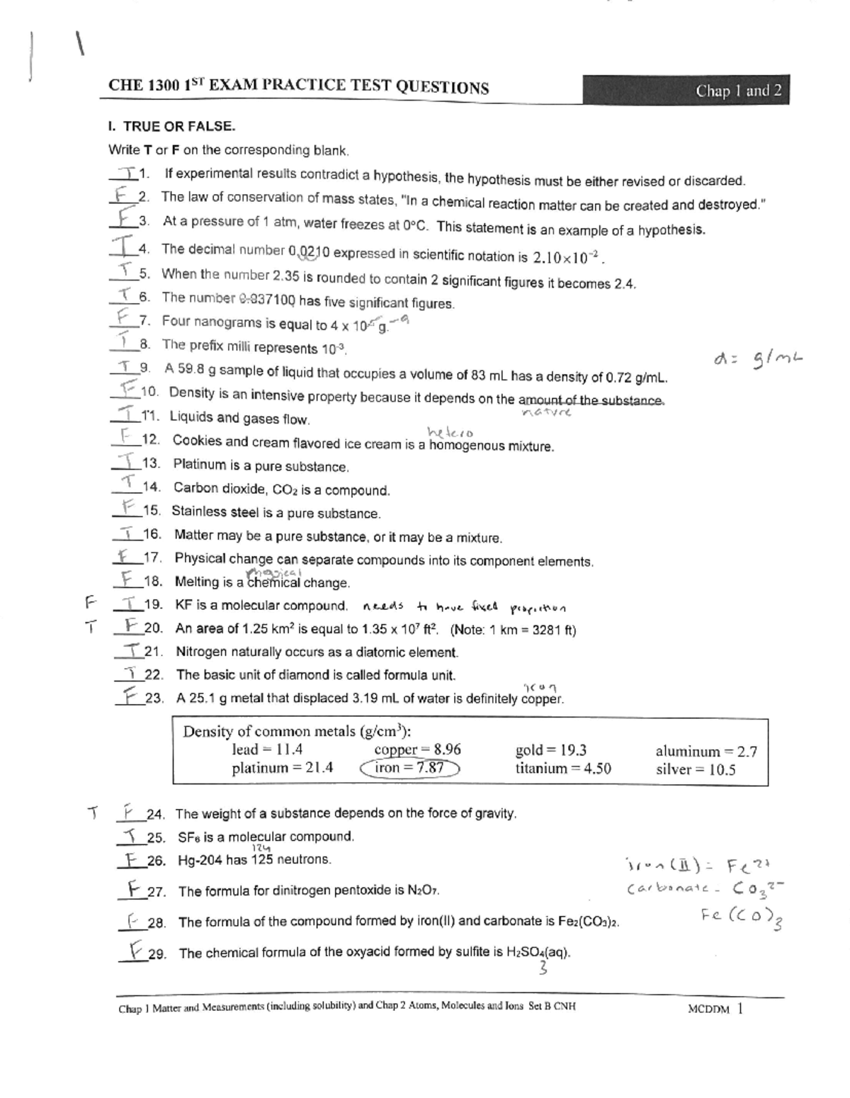 Chem Doc 2 - Practice Test For Unit 2 With Answers - CHE 1300 - Baylor ...