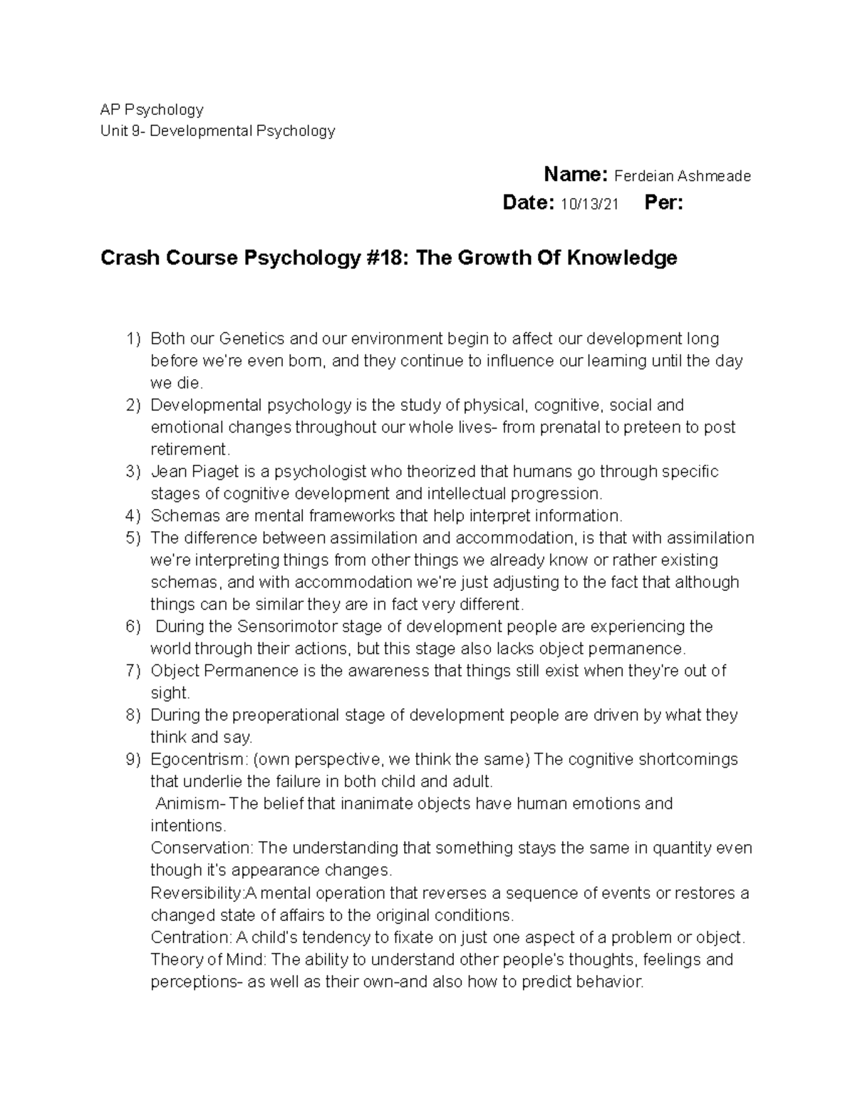 Crash Course 18 this was a coursework assignment with Prof