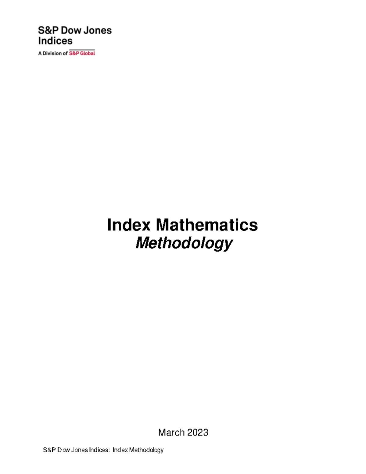 Methodologyindexmath March 2023 S&P Dow Jones Indices Index