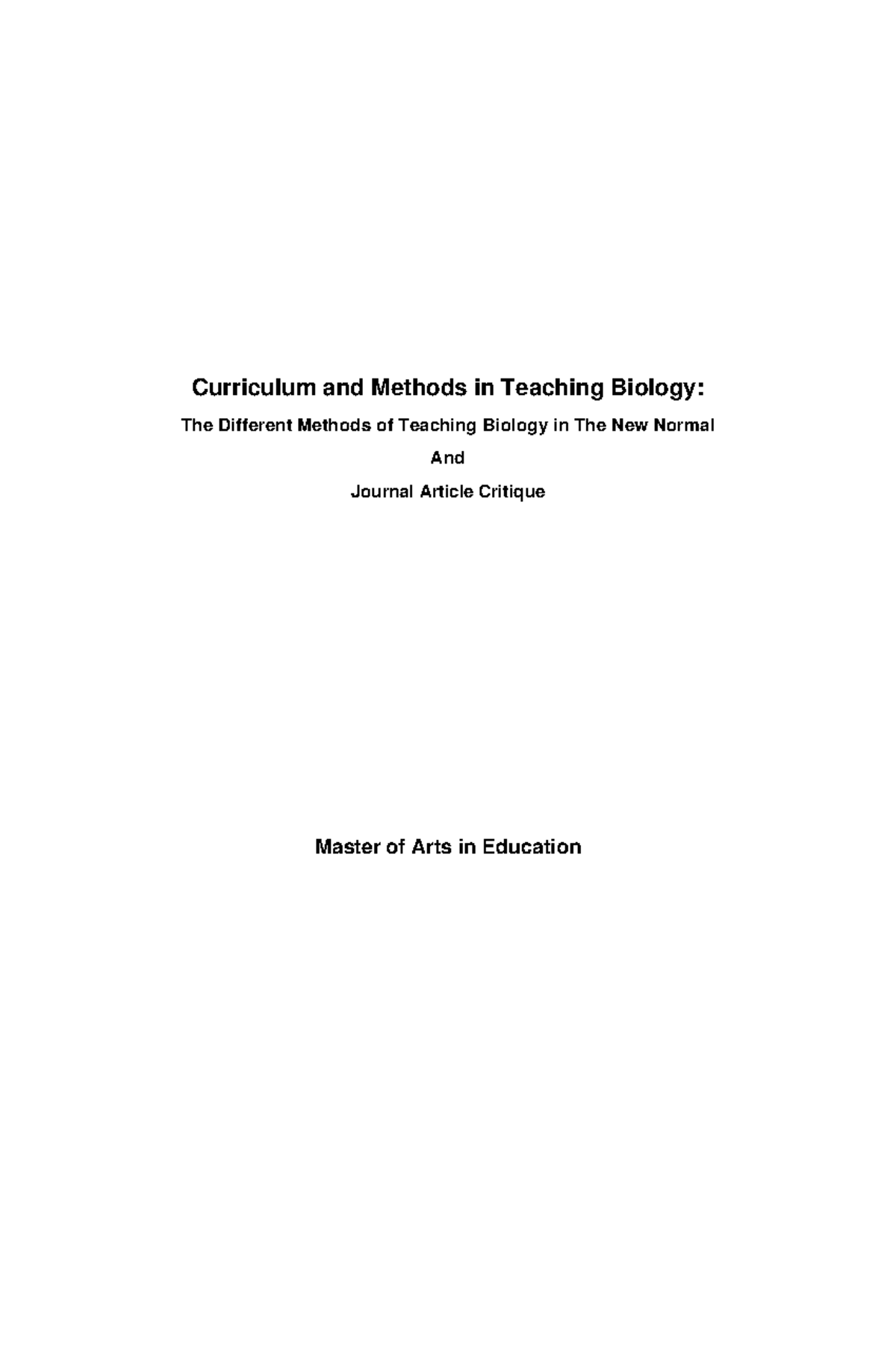 Curriculum And Methods In Teaching Biology - Rabia Tabassum, & Dr ...