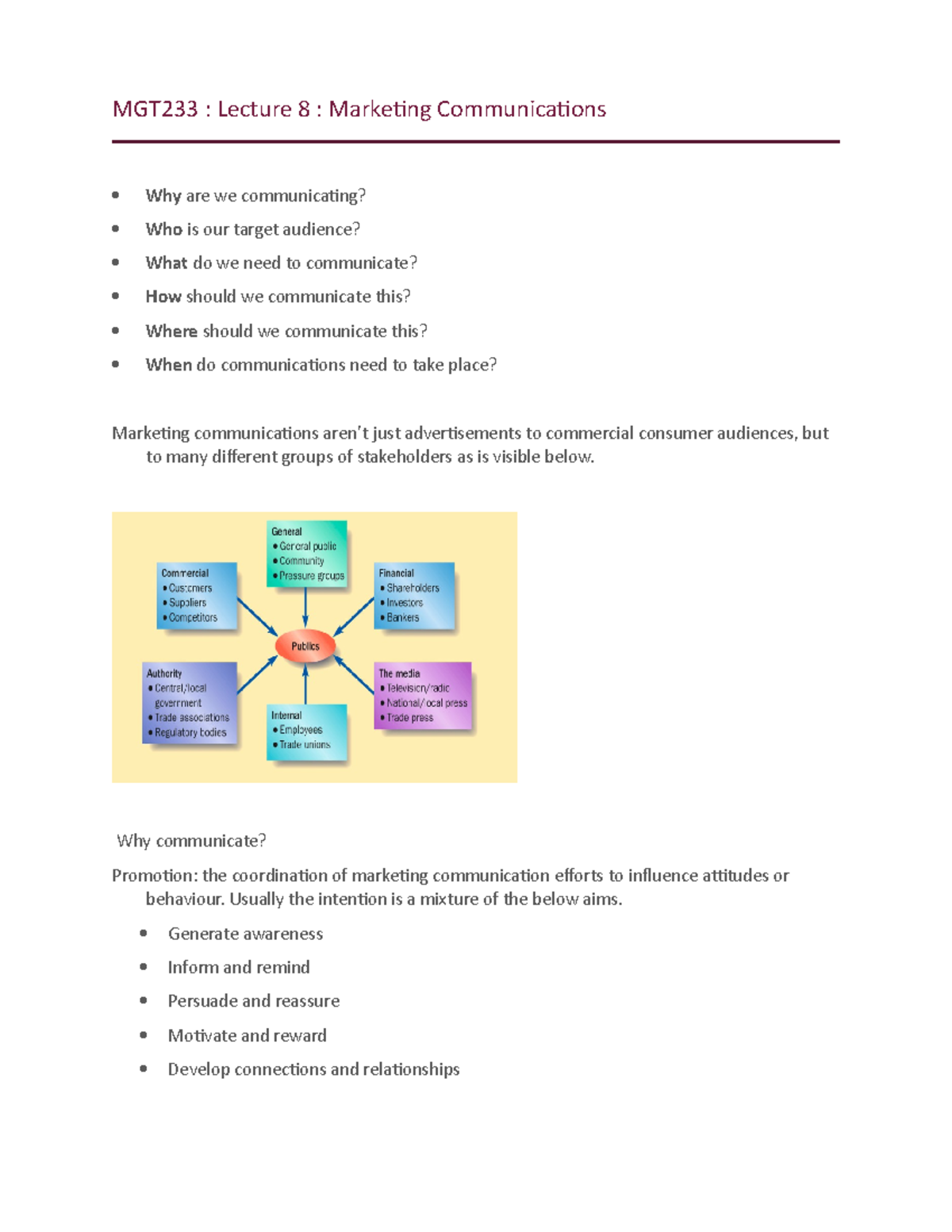 Lecture 8 Promotion - MGT233 : Lecture 8 : Marketing Communications Why ...