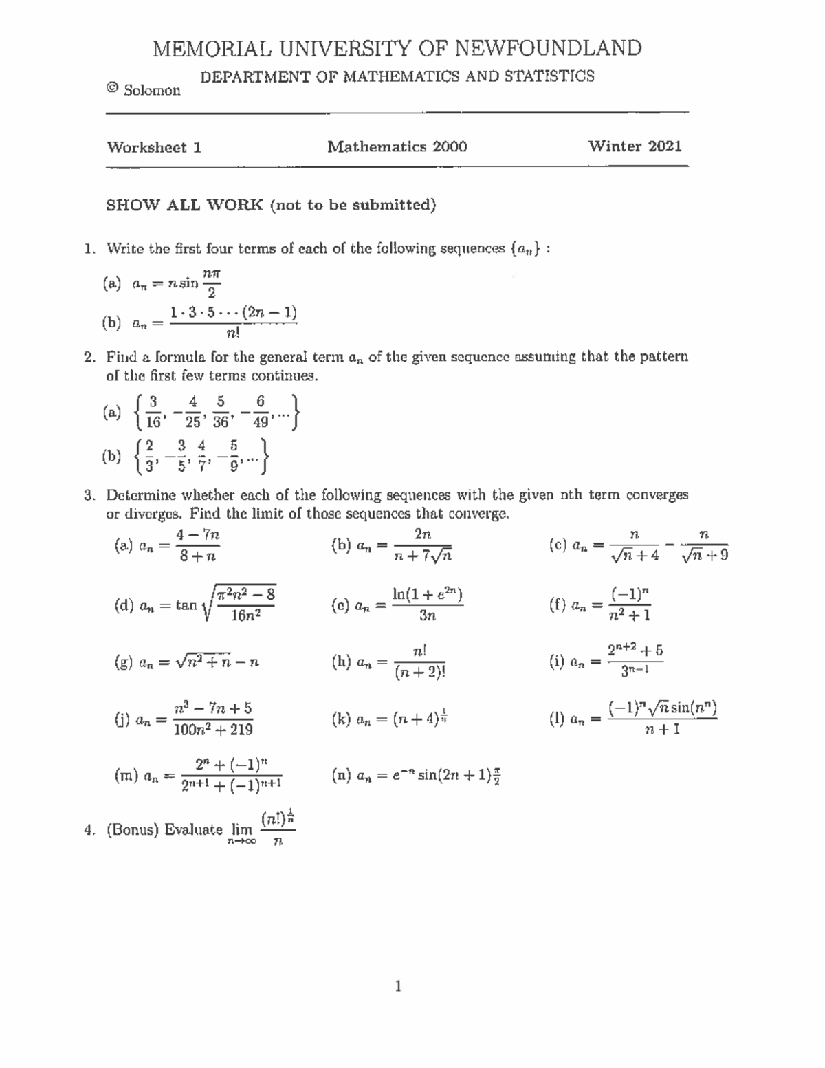 Worksheet 1solutions W 21 - Math 1090 - Studocu