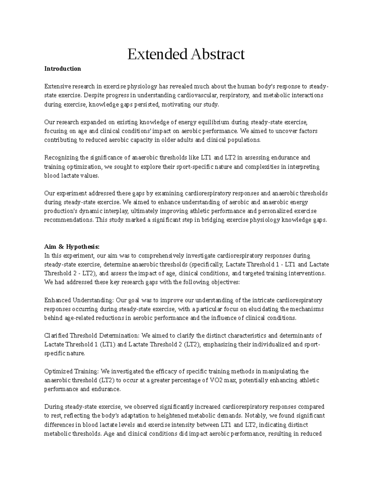 Extended Abstract Extended Abstract Introduction Extensive research