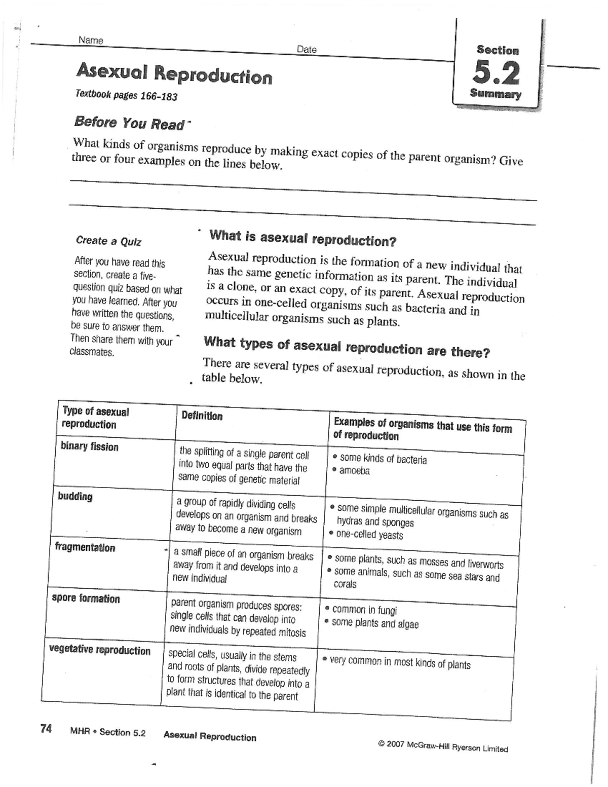 Asexual Reproduction Packet - Political Science - Studocu