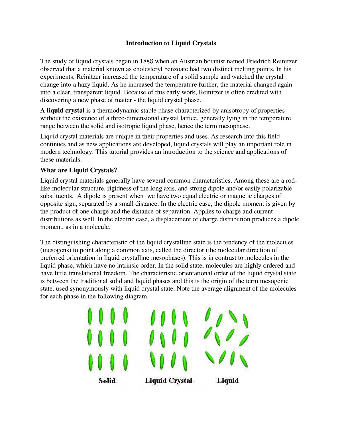 Liquidcrystals - Its A Lecture Note - Introduction To Liquid Crystals ...