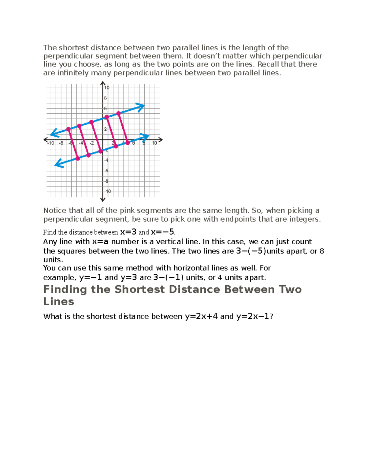 Math part 1 - Notes - The shortest distance between two parallel lines ...
