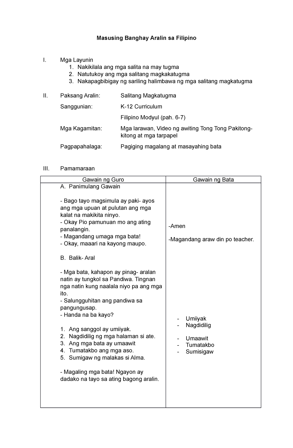 Banghay Aralin Sa Filipino 6 Pagtukoy Mga Sanhi At Bunga Pdfcoffee Masusing Maikling Kwento Vrogue 