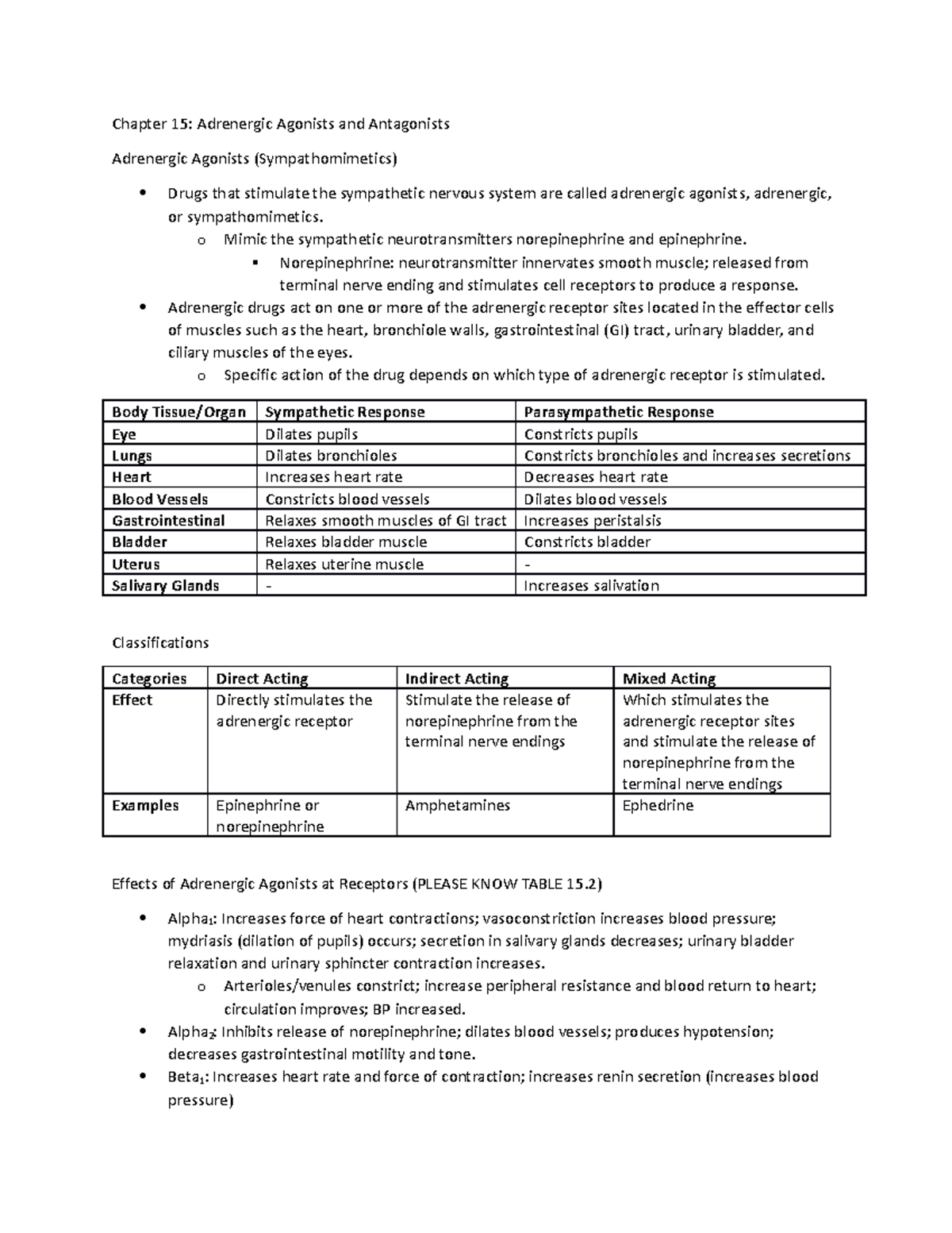 Chap 15 - READDD - Chapter 15: Adrenergic Agonists and Antagonists ...