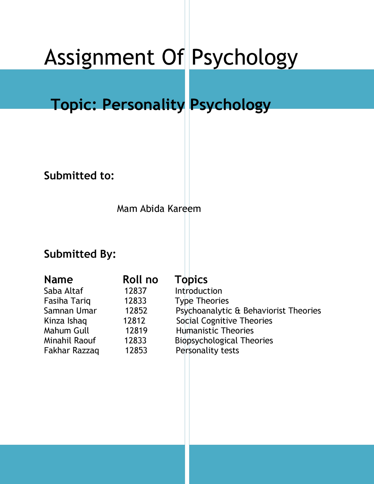 assignment of psychology definition