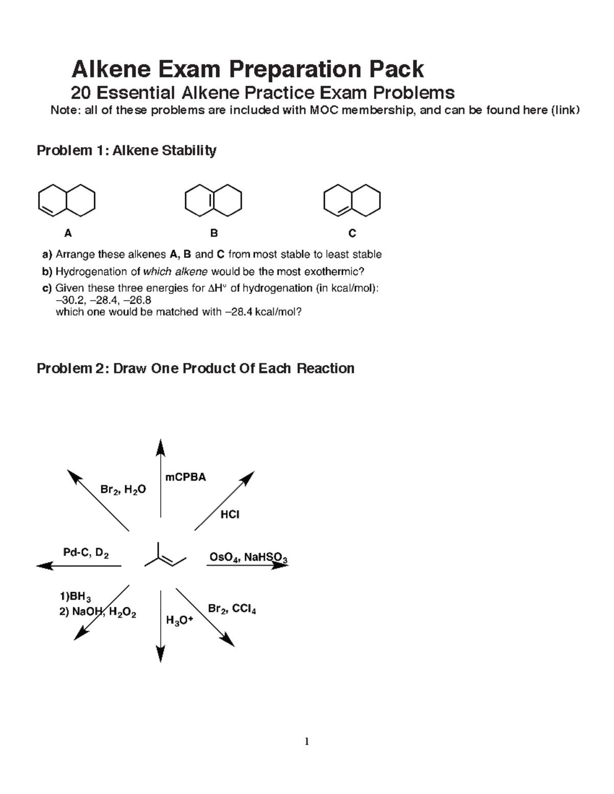Alkene 1 - Introduction to Rearrangement Reactions - Alkene Exam ...