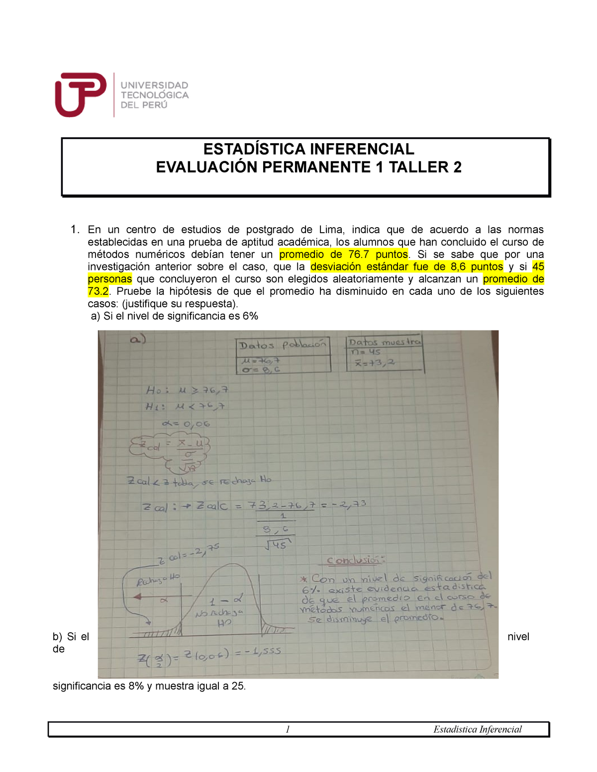 S05.s2-Resolver Ejercicos-Taller - Estadistica Inferencial - UTP - Studocu