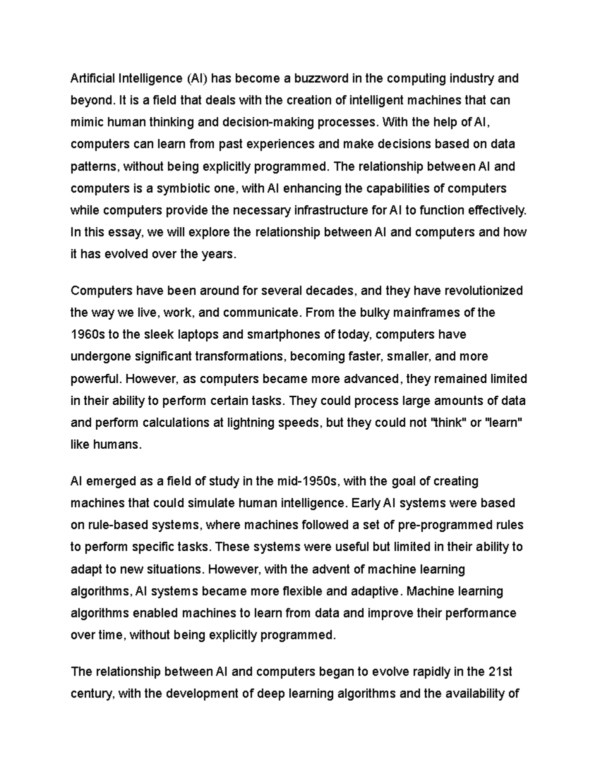 Studoc-2 - Class notes - Artificial Intelligence (AI) has become a ...
