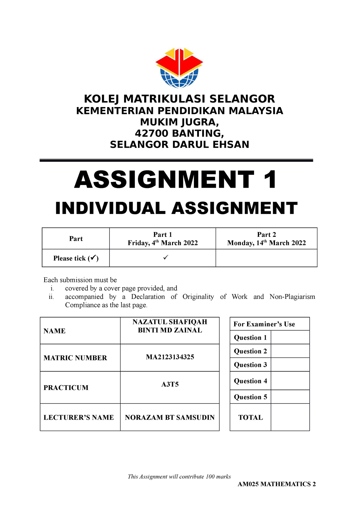 written assignment politeknik