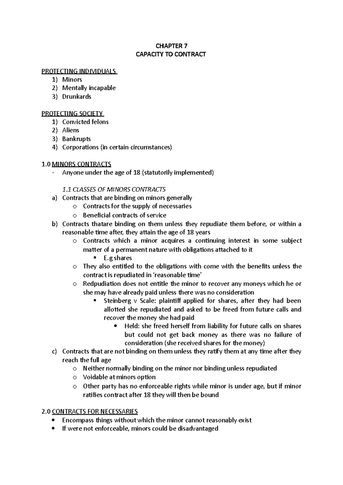 Chapter 7 - Summary Introduction to the Law of Contract - CHAPTER 7 ...