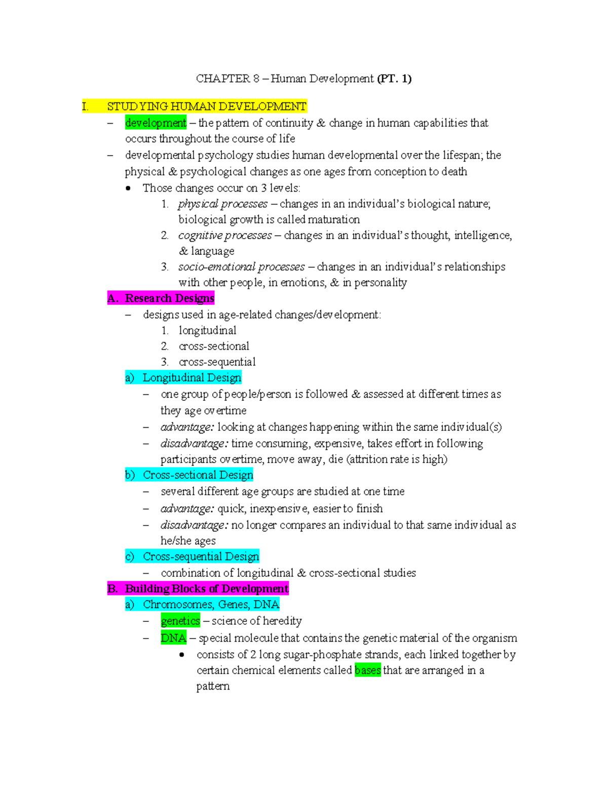 Ch 8 Human Development PT 1 - CHAPTER 8 – Human Development (PT. 1) I ...