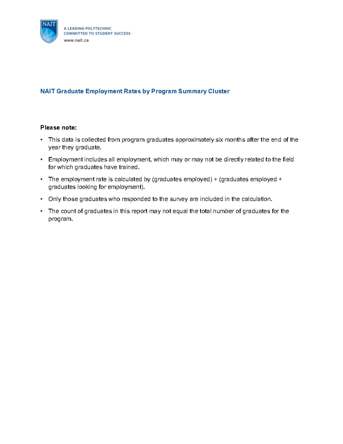 Graduate Employment Rates - ! ! ! ! ! NAIT%Graduate%Employment%Rates%by ...