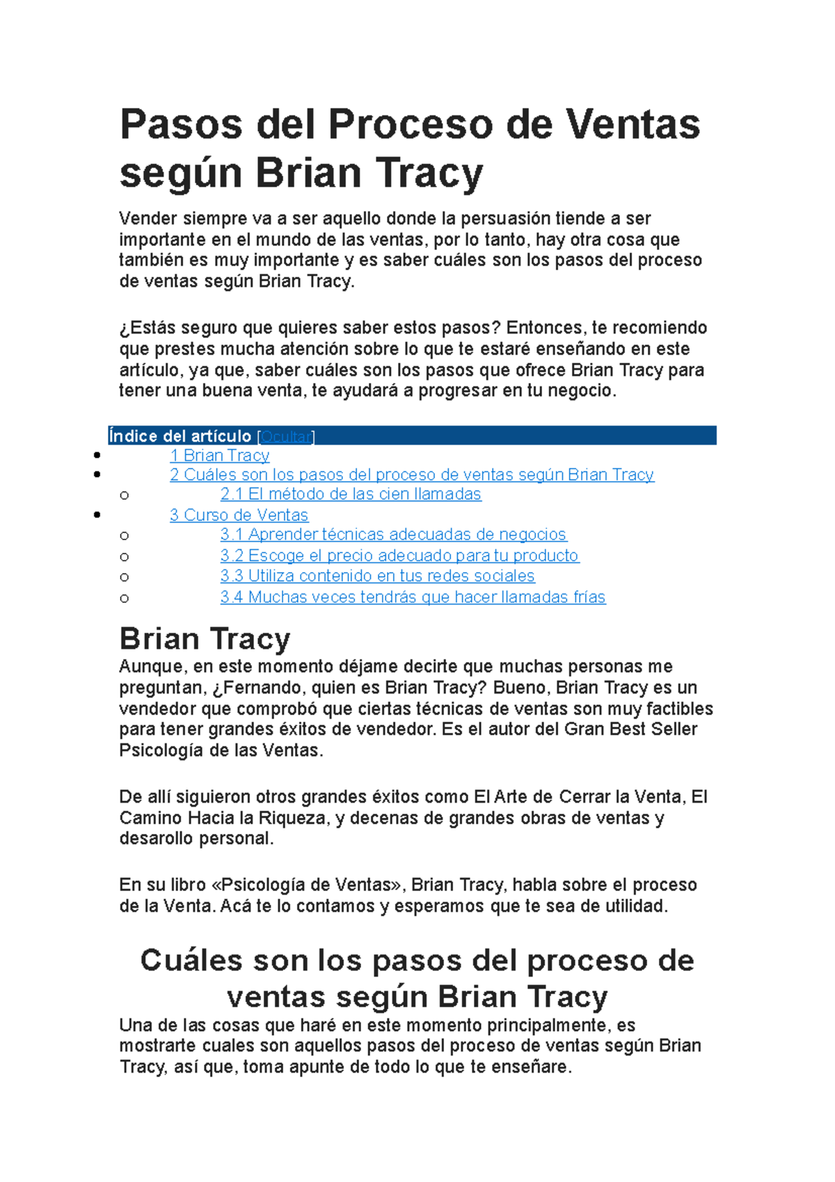 Pasos Del Proceso De Ventas Según Brian Tracy - ¿Estás Seguro Que ...