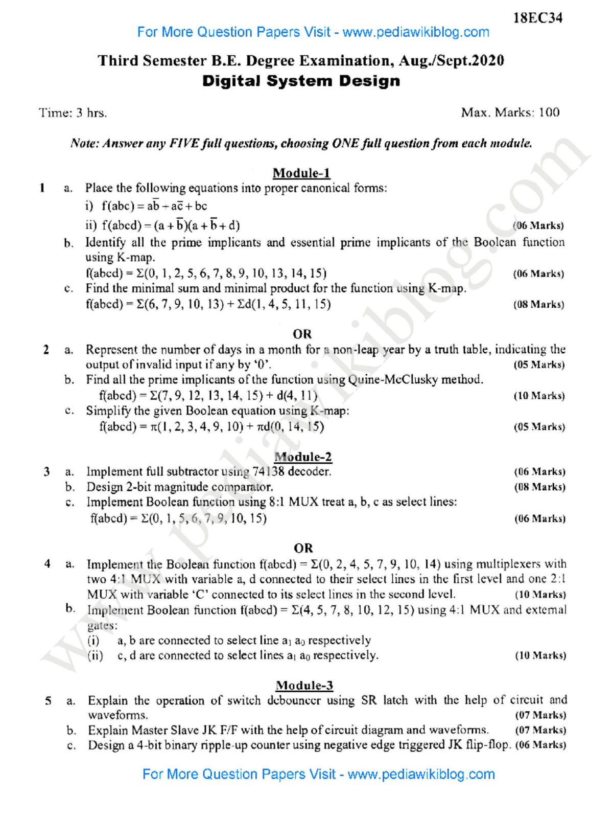 Digital System Design Sep 2020 2018 Scheme Circuit Diagram