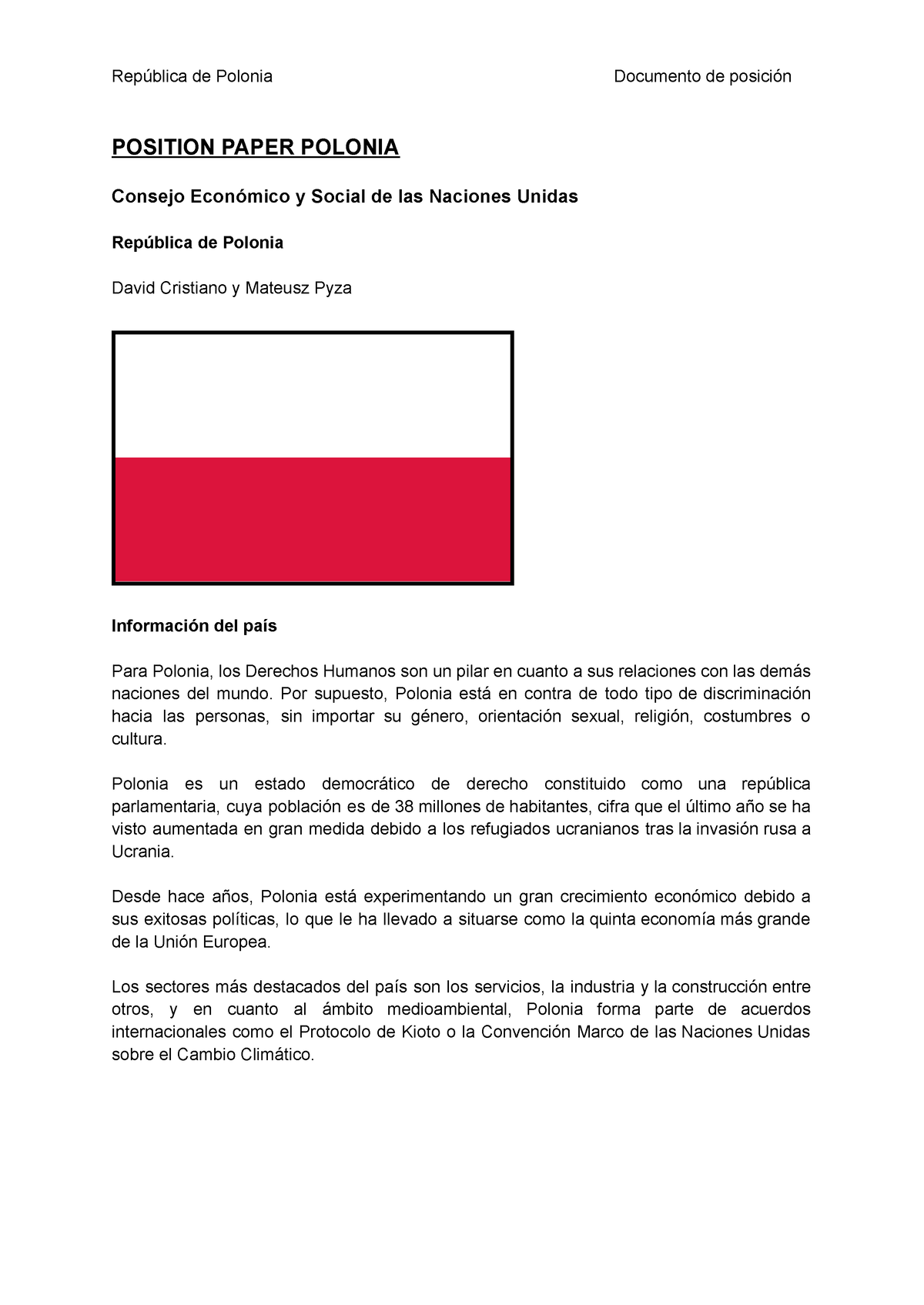 Position Paper Polonia - República De Polonia Documento De Posición ...