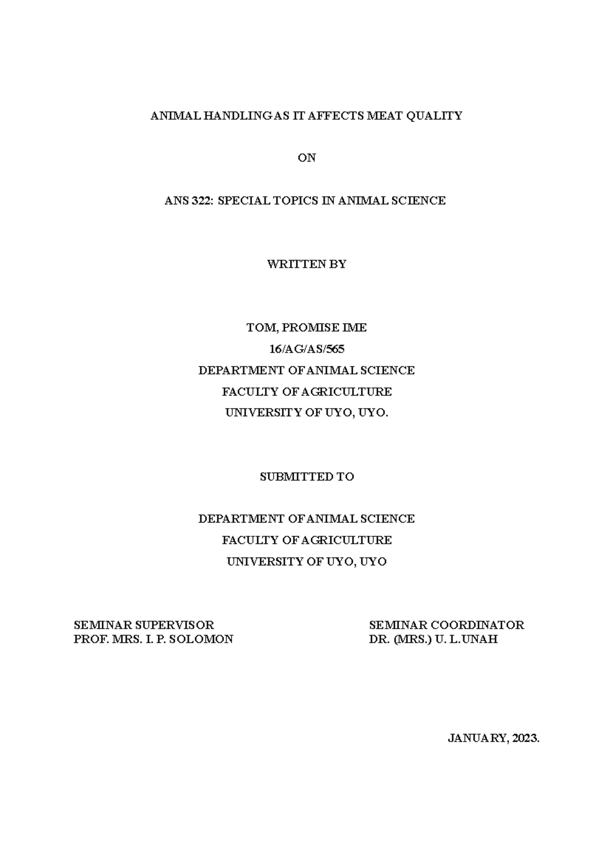 TOM Promise Final animal handling main work ANIMAL HANDLING AS IT