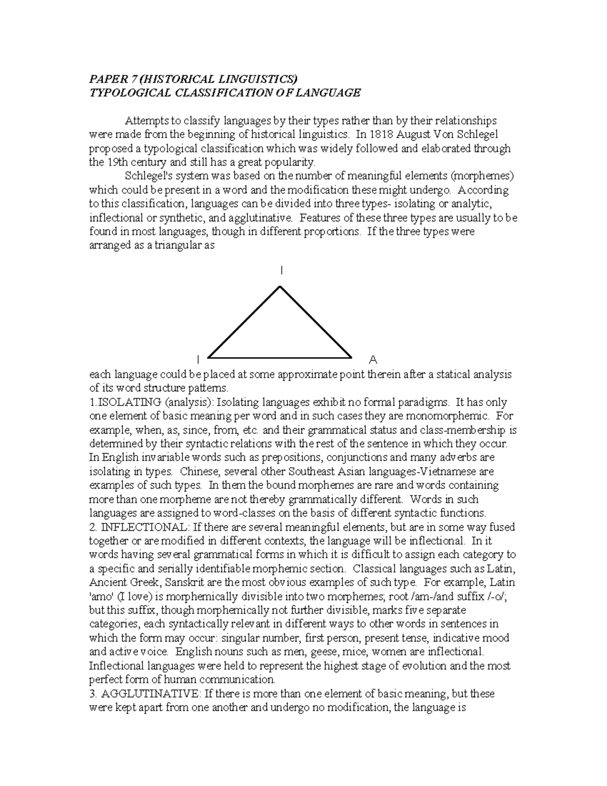 Paper 7 Historical Linguistics Typologic PAPER 7 (HISTORICAL