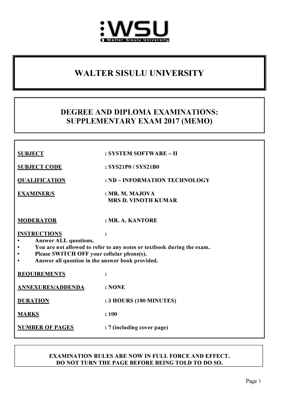 Final 14 December 2017 Questions And Answers Walter Sisulu