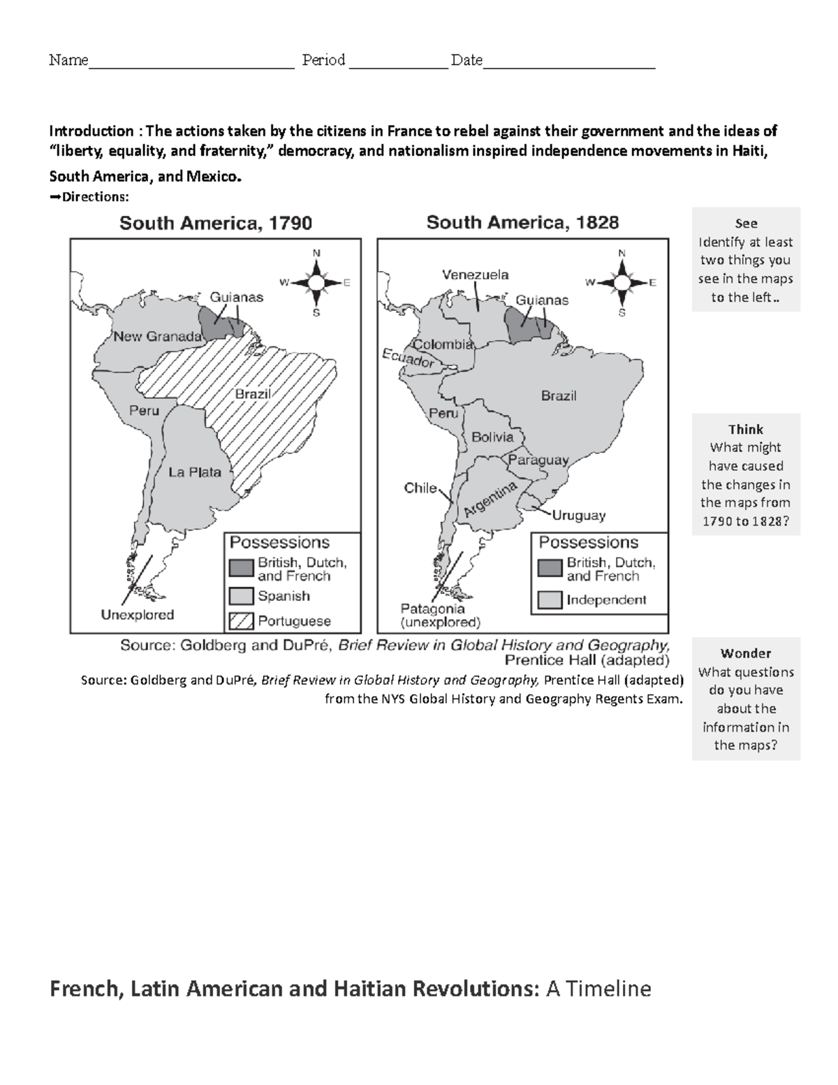 Latin American Revolutions Name_________________________ Period