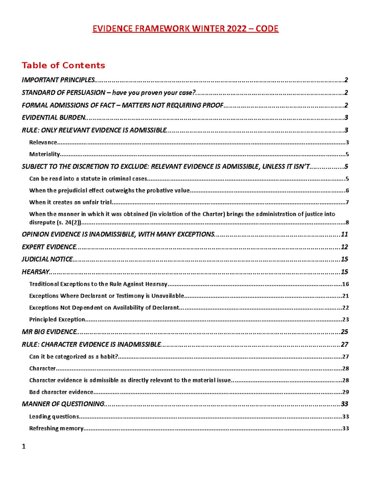 Brooke - Winter Evidence Framework - Code - EVIDENCE FRAMEWORK WINTER ...