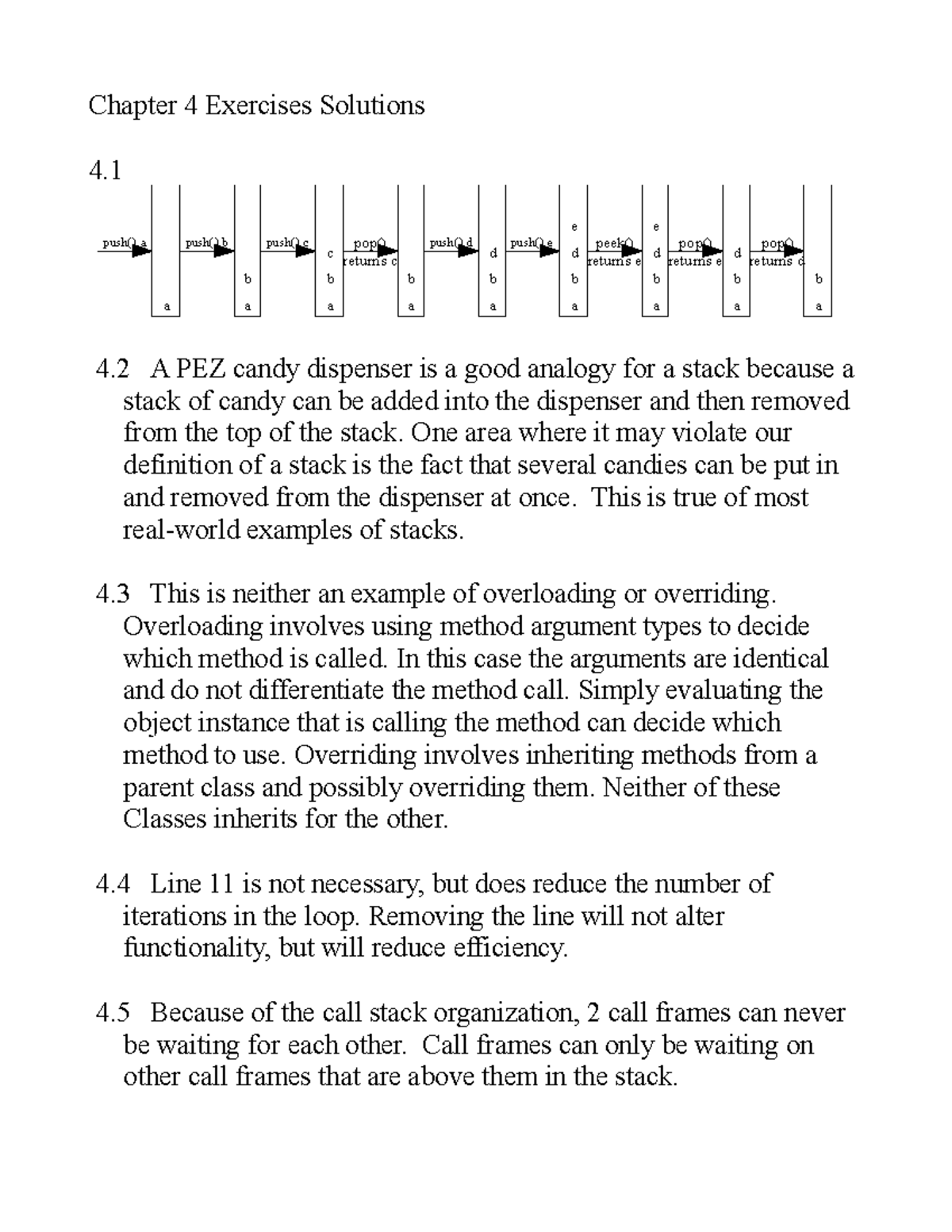 Chapter 4 - Note - Chapter 4 Exercises Solutions 4 E Push() A B Pop() C ...