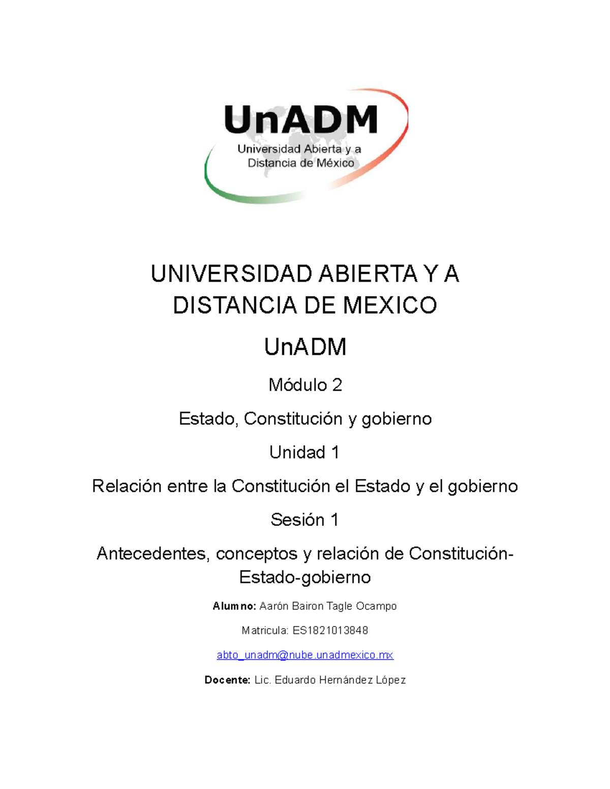 M2 U1 S1 AATO - MODULO 2 UNADM - UNIVERSIDAD ABIERTA Y A DISTANCIA DE ...