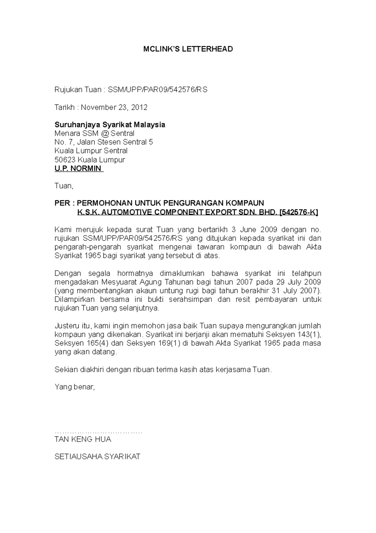 Letter TO CCM(reduce comp)-K.S.K. Automotive Component Export 2007 ...