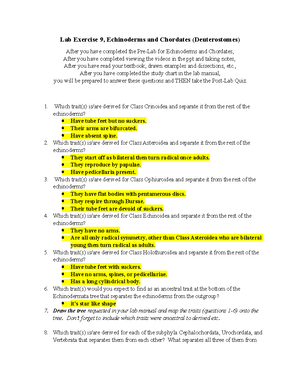 Lab Exercises 7 and 8 - Lab Exercise 7, Nematoda and Arthropoda ...
