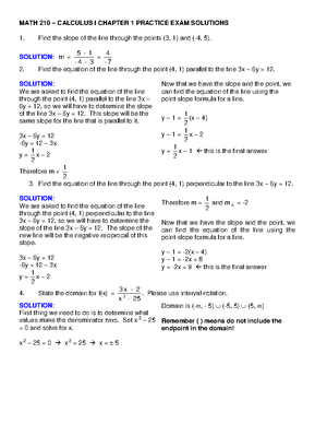 MAT 210 Calculus I Chapter 3 Practice Exam Solutions MATH 210