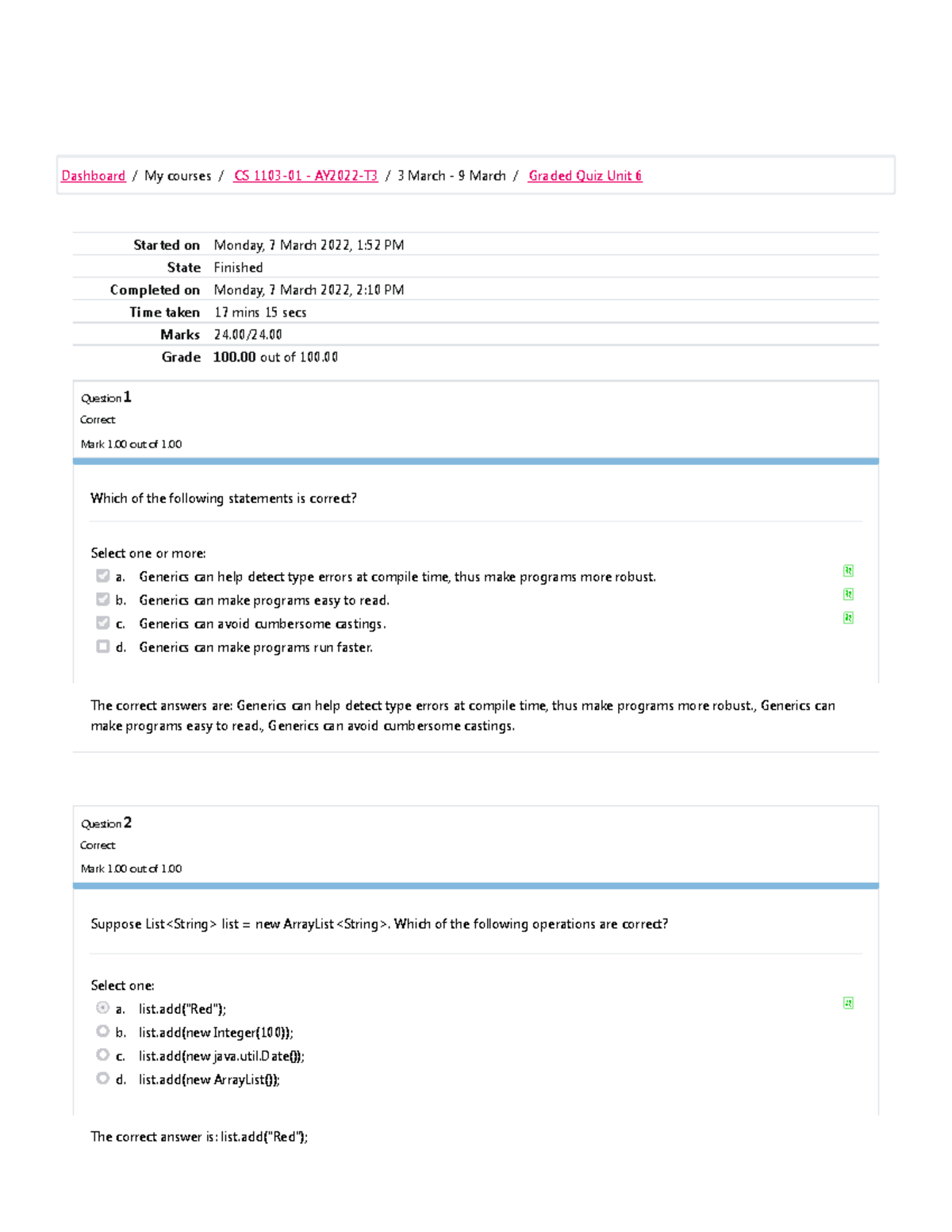 Graded Quiz Unit 6 Attempt Review Upload - Started On Monday, 7 March ...