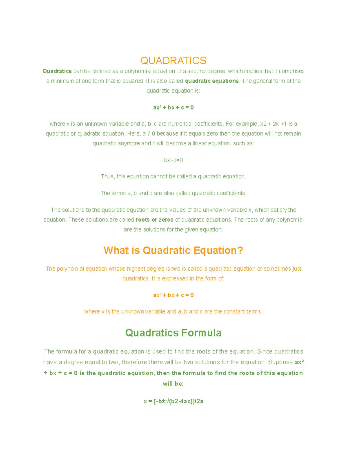 Quadratics - In algebra, a quadratic equation is any equation that can ...