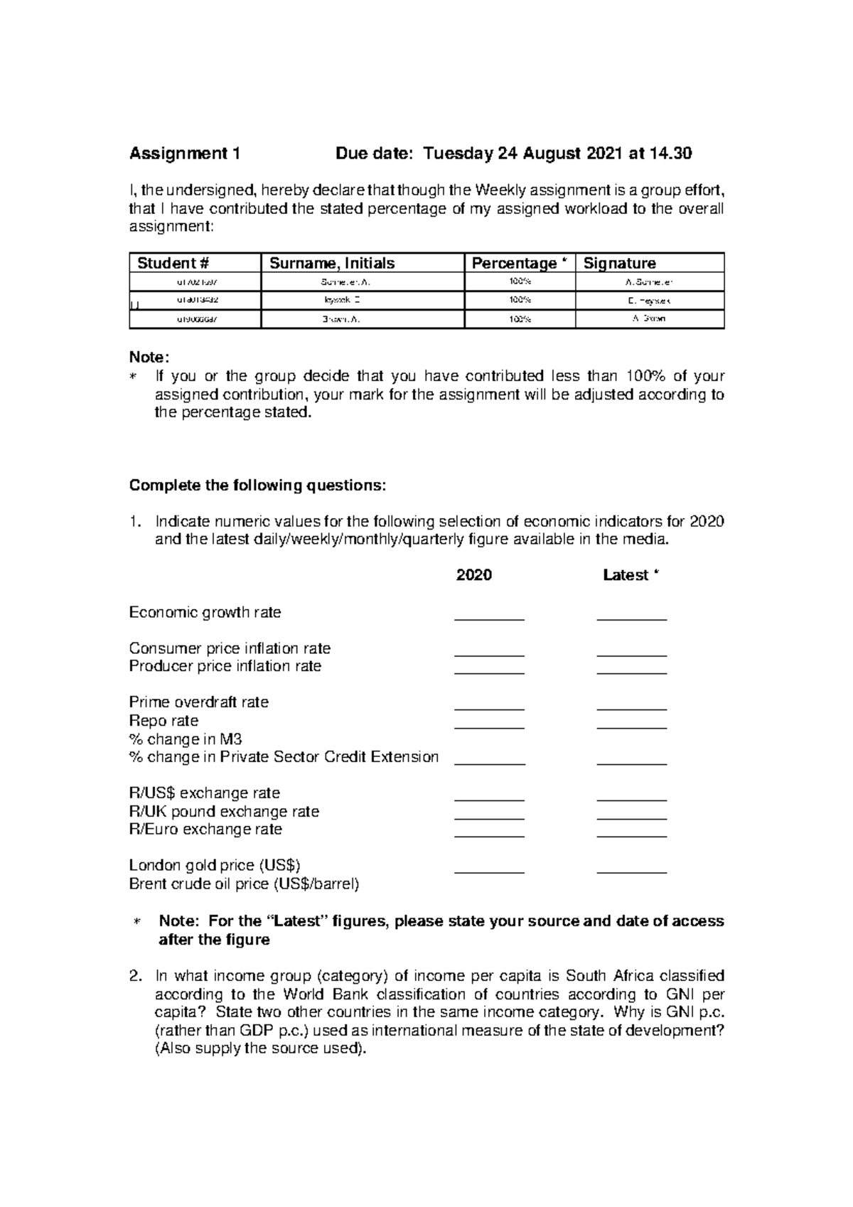 2021 Assignment 1 - Assignment 1 Due Date: Tuesday 24 August 2021 At 14 ...