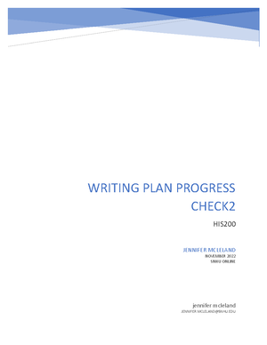 HIS 200 Writing Plan Progress Check 1 Guidelines and Rubric - HIS 200 ...