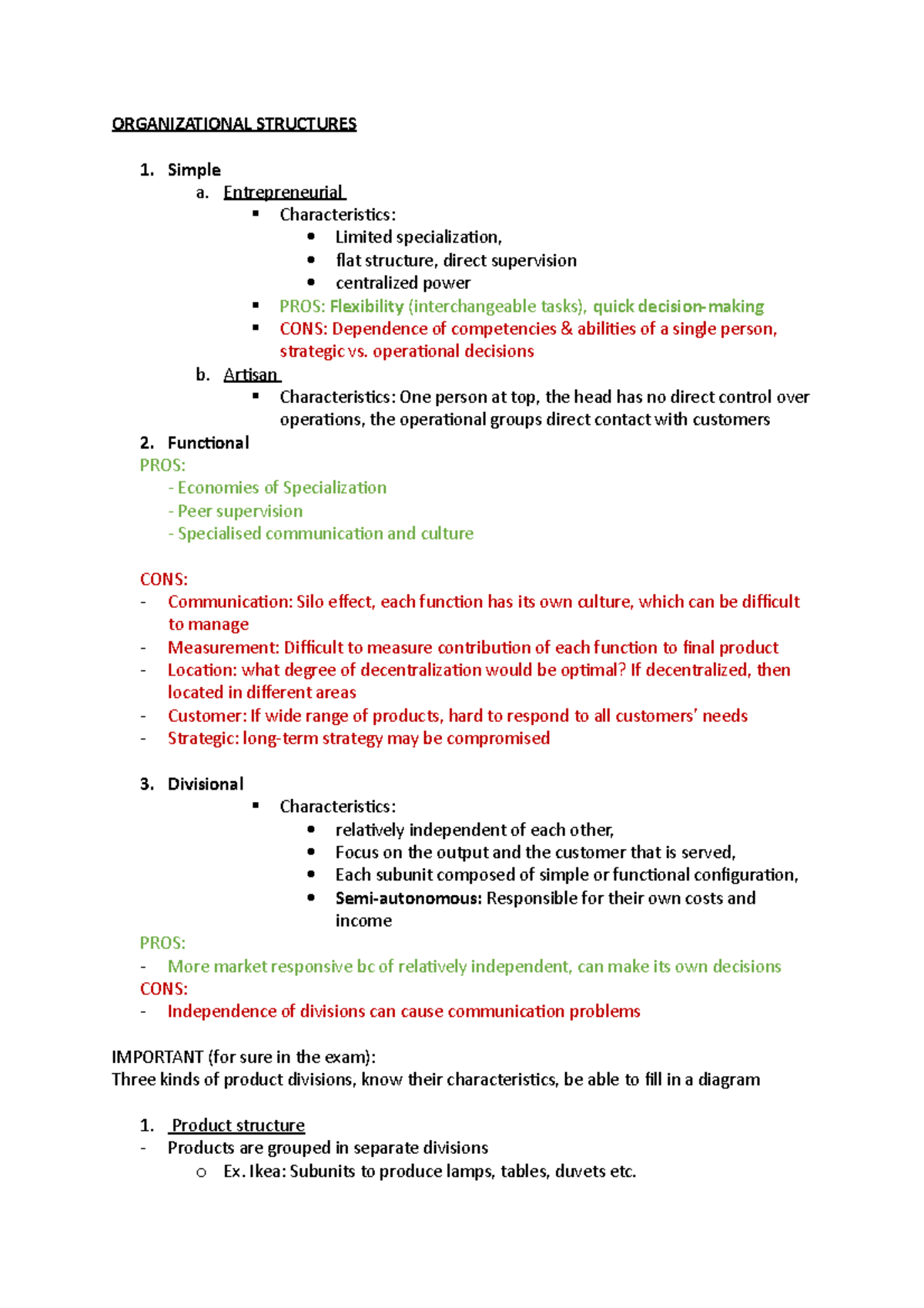 Lecture notes on the topic Organizational structures - ORGANIZATIONAL ...