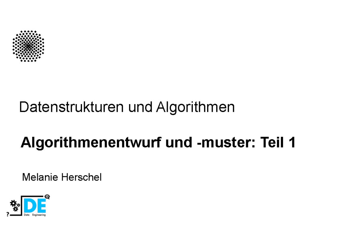 DSA18 Algorithmenmuster 1 - Datenstrukturen Und Algorithmen Melanie ...