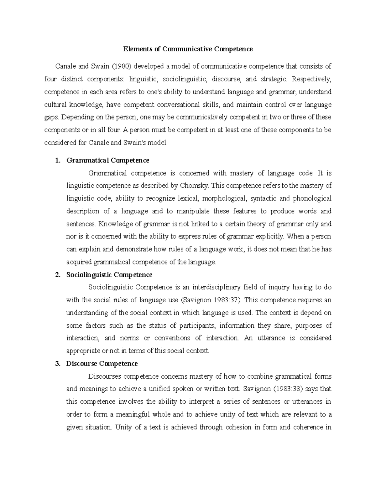 18. Elements of Communicative Competence - Elements of Communicative ...
