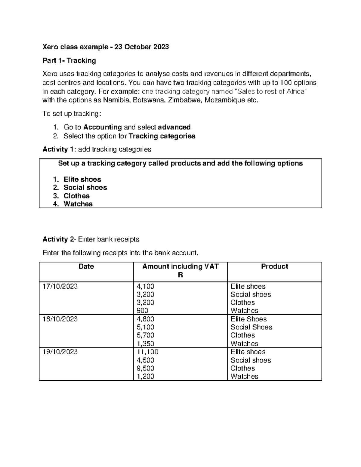 Xero class example 23 October 2023 - Xero class example - 23 October ...