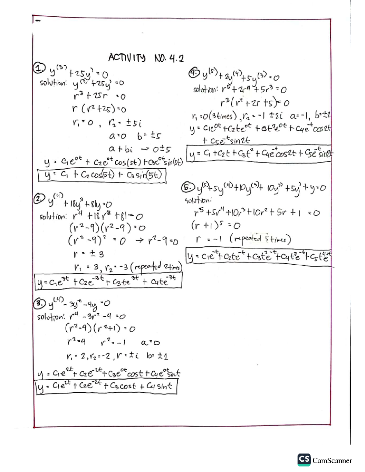 Differential Equations Learning Activity 4 Mechanical Engineering