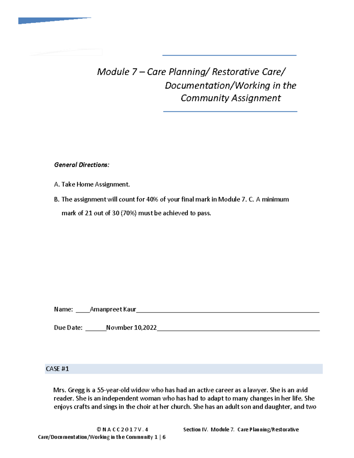 Module 7 Assignment final - © N A C C 2 0 1 7 V. 4 Section IV. Module 7 ...