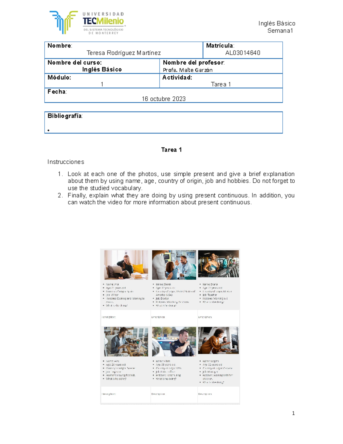 Homework 1 - SOLO PARA REVISIÓN, NO PLAGIAR - Inglés Básico Semana ...
