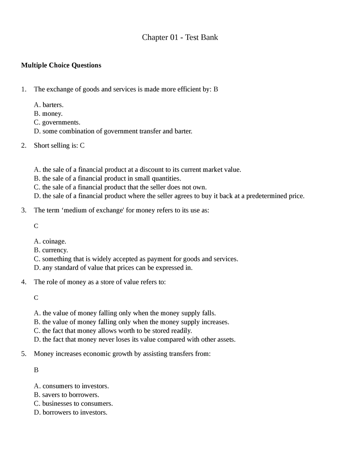 Test Bank Chapter 1 Questions And Answers - Chapter 01 - Test Bank ...