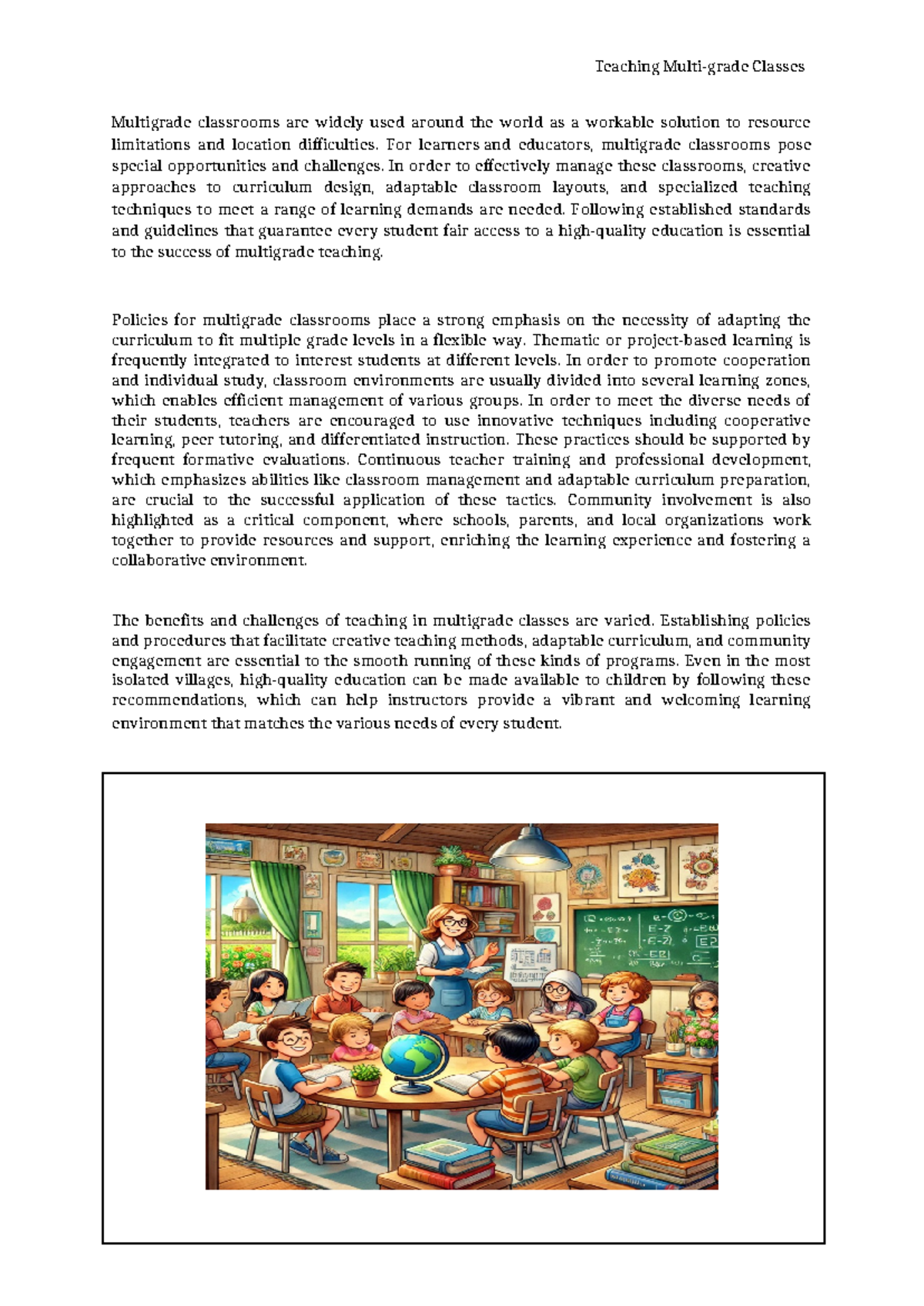 Teaching Multi Grade Classes Teaching Multi Grade Classes Multigrade