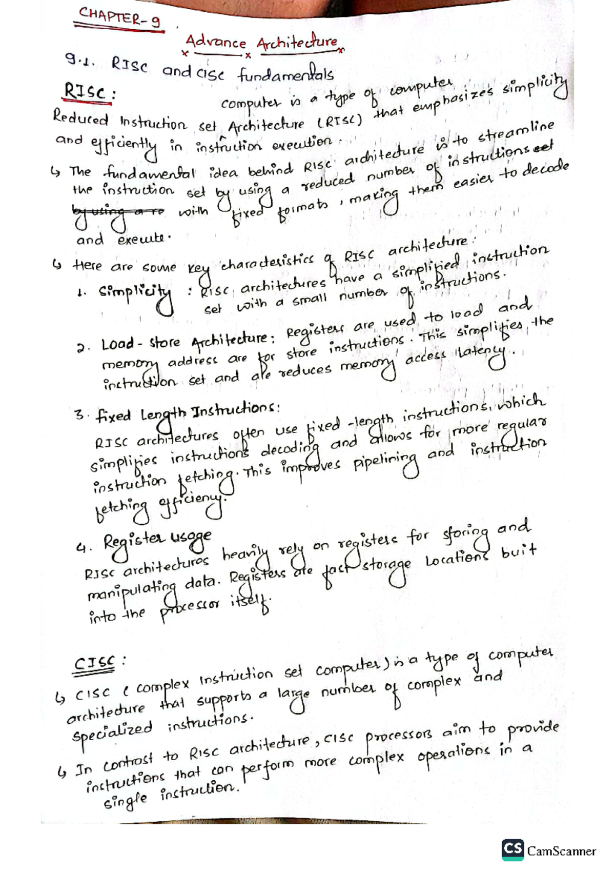 Unit 9 Advance architecture MCA - 9 Advance Architecture x 9. RISC and ...