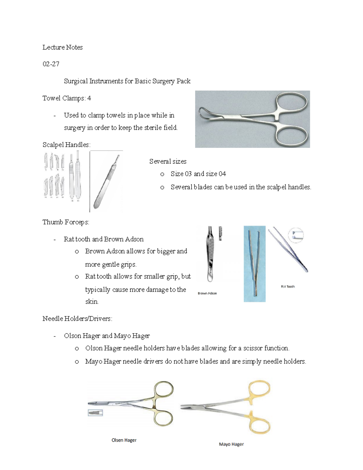 Surgical Instruments Notes - Lecture Notes 02- Surgical Instruments for ...