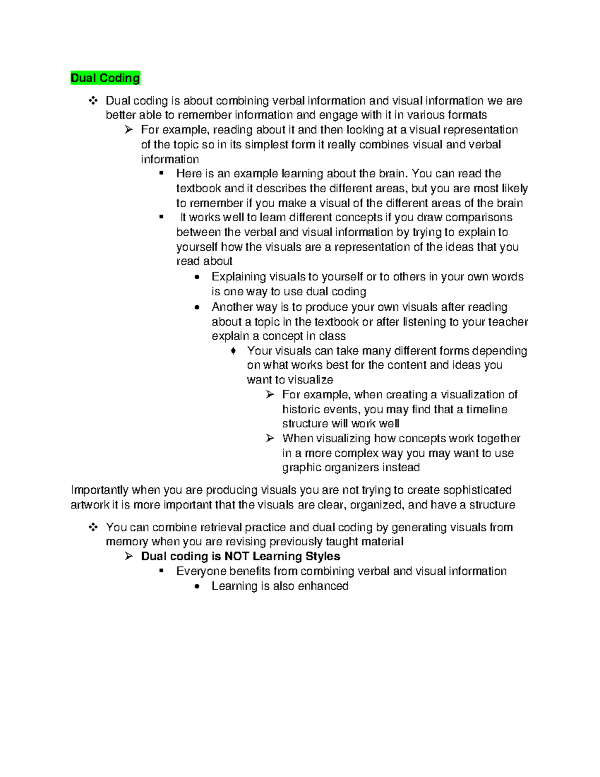 Six strategies for effective learning -Dual Coding - Dual Coding Dual ...